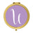 Andaz Press Lavender Monogram Gold 2.75 inch Round Compact Mirror-Set of 1-Andaz Press-U-