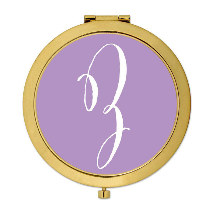 Andaz Press Lavender Monogram Gold 2.75 inch Round Compact Mirror-Set of 1-Andaz Press-Z-