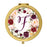 Andaz Press Marsala Burgundy Maroon Flowers on White Monogram Gold Compact Mirror-Set of 1-Andaz Press-F-
