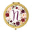 Andaz Press Marsala Burgundy Maroon Flowers on White Monogram Gold Compact Mirror-Set of 1-Andaz Press-N-