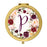 Andaz Press Marsala Burgundy Maroon Flowers on White Monogram Gold Compact Mirror-Set of 1-Andaz Press-P-