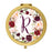 Andaz Press Marsala Burgundy Maroon Flowers on White Monogram Gold Compact Mirror-Set of 1-Andaz Press-R-