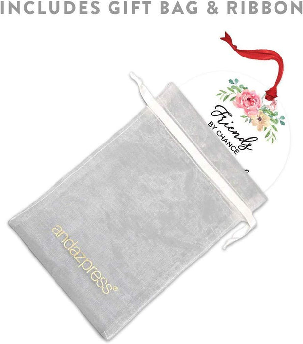 Andaz Press Metal Christmas Ornament, Friends by Chance, Best Friends by Heart-Set of 1-Andaz Press-Friends by Chance Best Friends by Heart-