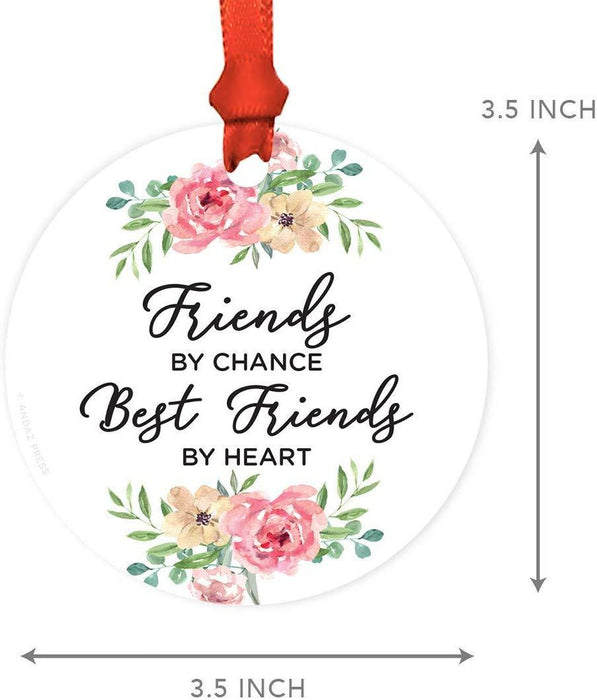 Andaz Press Metal Christmas Ornament, Friends by Chance, Best Friends by Heart-Set of 1-Andaz Press-Friends by Chance Best Friends by Heart-