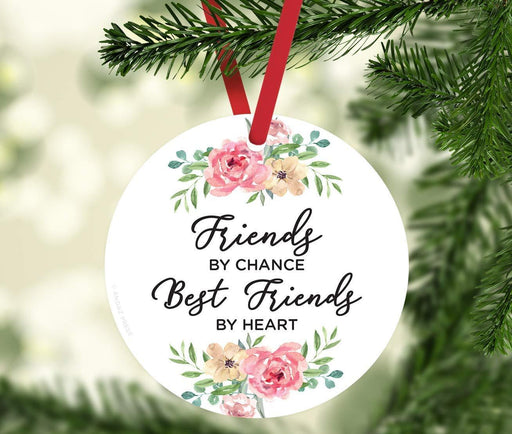 Andaz Press Metal Christmas Ornament, Friends by Chance, Best Friends by Heart-Set of 1-Andaz Press-Friends by Chance Best Friends by Heart-
