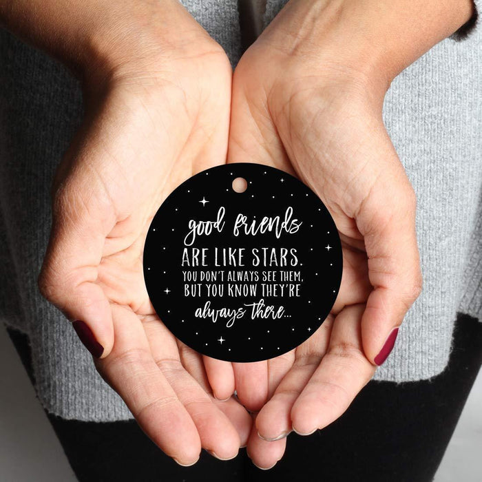 Andaz Press Metal Christmas Ornament, Good Friends are Like Stars, You Don't Always See Them, But You Know They're Always There, Black Galaxy-Set of 1-Andaz Press-Good Friends are Like Stars You Don't Always See Them But You Know They're Always There Black Galaxy-