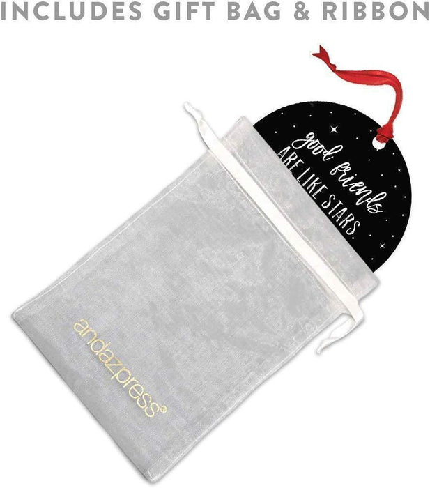 Andaz Press Metal Christmas Ornament, Good Friends are Like Stars, You Don't Always See Them, But You Know They're Always There, Black Galaxy-Set of 1-Andaz Press-Good Friends are Like Stars You Don't Always See Them But You Know They're Always There Black Galaxy-