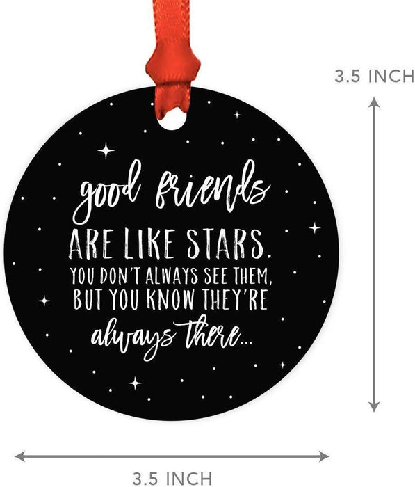 Andaz Press Metal Christmas Ornament, Good Friends are Like Stars, You Don't Always See Them, But You Know They're Always There, Black Galaxy-Set of 1-Andaz Press-Good Friends are Like Stars You Don't Always See Them But You Know They're Always There Black Galaxy-