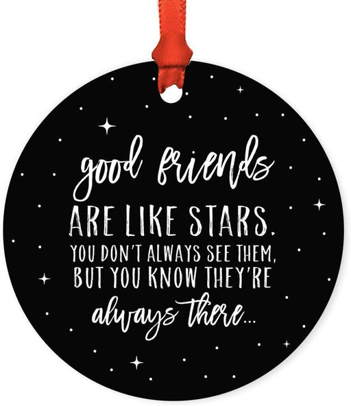Andaz Press Metal Christmas Ornament, Good Friends are Like Stars, You Don't Always See Them, But You Know They're Always There, Black Galaxy-Set of 1-Andaz Press-Good Friends are Like Stars You Don't Always See Them But You Know They're Always There Black Galaxy-