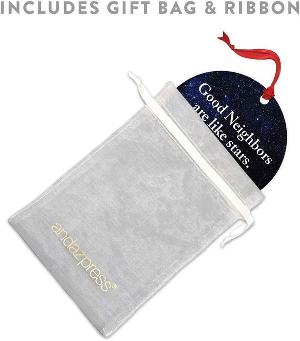 Andaz Press Metal Christmas Ornament, Good Neighbors are Like Stars, You Don't Always See Them, But You Know They're Always There, Purple Blue Galaxy-Set of 1-Andaz Press-Good Neighbors are Like Stars You Don't Always See Them But You Know They're Always There Purple Blue Galaxy-