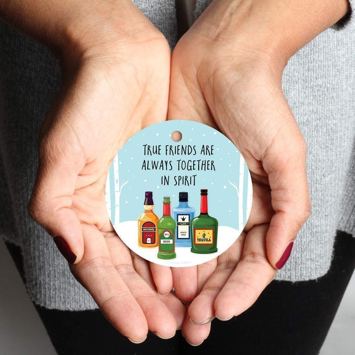 Andaz Press Metal Christmas Ornament, True Friends are Always Together in Spirit, Alcohol Graphics, for Long Distance Best Friends-Set of 1-Andaz Press-True Friends are Always Together in Spirit Alcohol Graphics for Long Distance Best Friends-