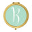 Andaz Press Mint Green Monogram Gold 2.75 inch round Compact Mirror-Set of 1-Andaz Press-B-