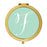 Andaz Press Mint Green Monogram Gold 2.75 inch round Compact Mirror-Set of 1-Andaz Press-F-