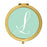 Andaz Press Mint Green Monogram Gold 2.75 inch round Compact Mirror-Set of 1-Andaz Press-L-
