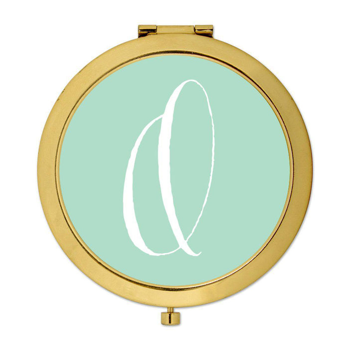 Andaz Press Mint Green Monogram Gold 2.75 inch round Compact Mirror-Set of 1-Andaz Press-O-