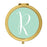 Andaz Press Mint Green Monogram Gold 2.75 inch round Compact Mirror-Set of 1-Andaz Press-R-