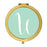 Andaz Press Mint Green Monogram Gold 2.75 inch round Compact Mirror-Set of 1-Andaz Press-U-