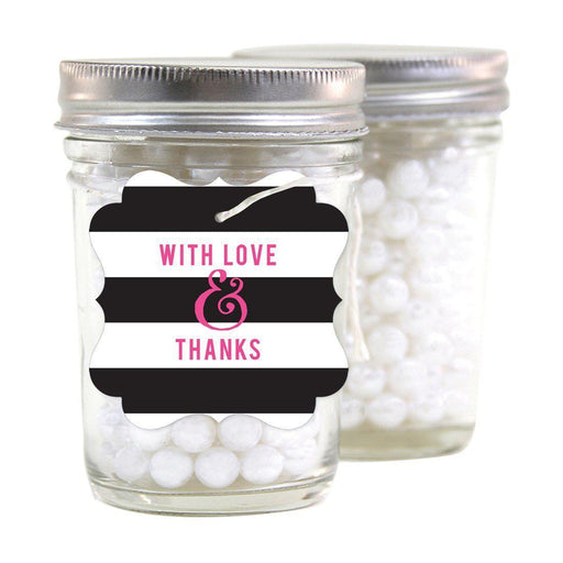 Andaz Press Modern Black and White Stripes Wedding Fancy Frame Gift Tags, With Love and Thanks-Set of 24-Andaz Press-