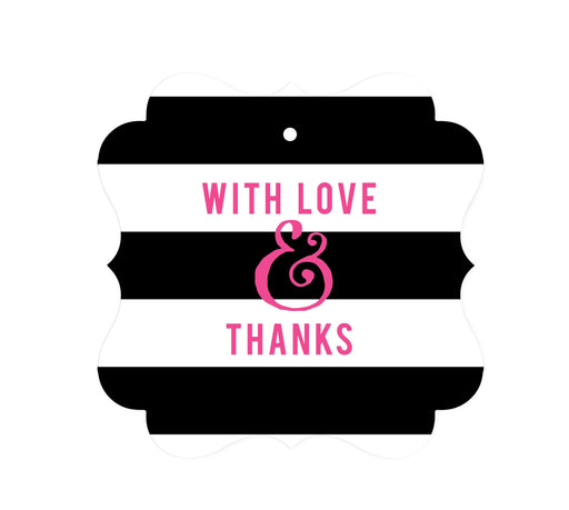 Andaz Press Modern Black and White Stripes Wedding Fancy Frame Gift Tags, With Love and Thanks-Set of 24-Andaz Press-