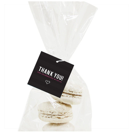 Andaz Press Modern Black and White Stripes Wedding Square Gift Tags, Thank You for Celebrating With Us-Set of 24-Andaz Press-