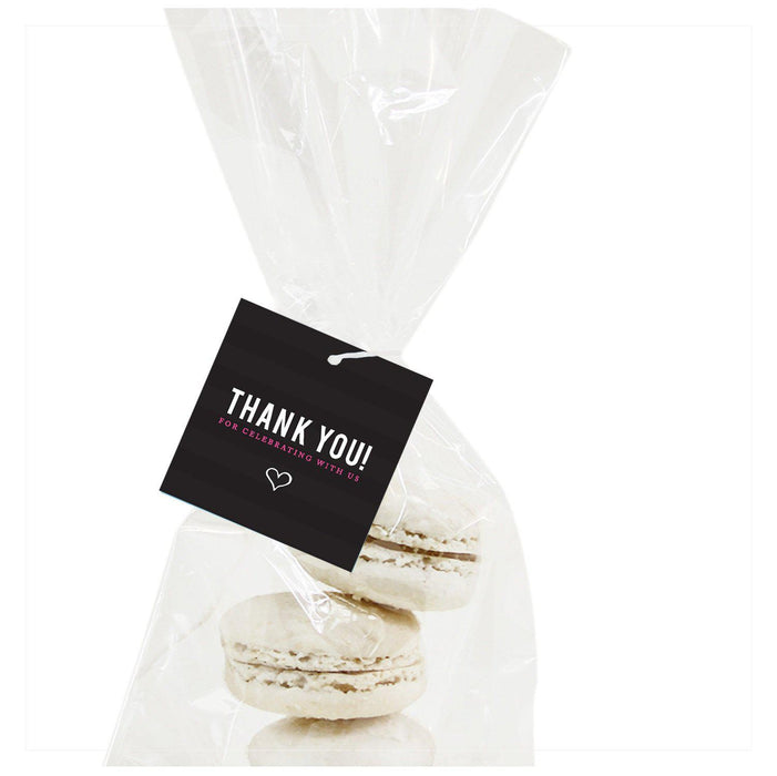 Andaz Press Modern Black and White Stripes Wedding Square Gift Tags, Thank You for Celebrating With Us-Set of 24-Andaz Press-
