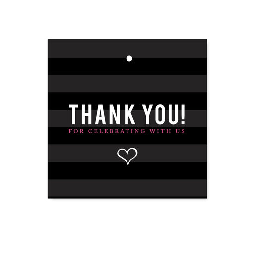 Andaz Press Modern Black and White Stripes Wedding Square Gift Tags, Thank You for Celebrating With Us-Set of 24-Andaz Press-