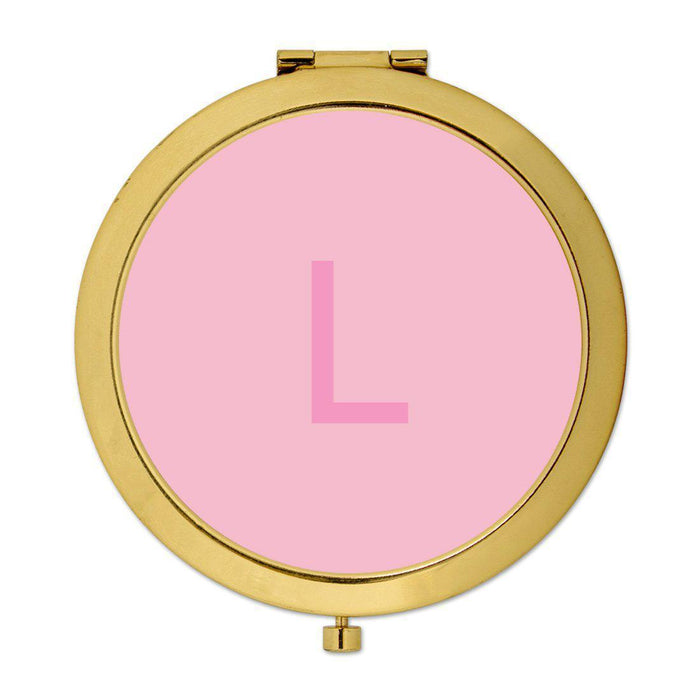 Andaz Press Modern Blush Pink Monogram Gold 2.75 inch Round Compact Mirror-Set of 1-Andaz Press-A-