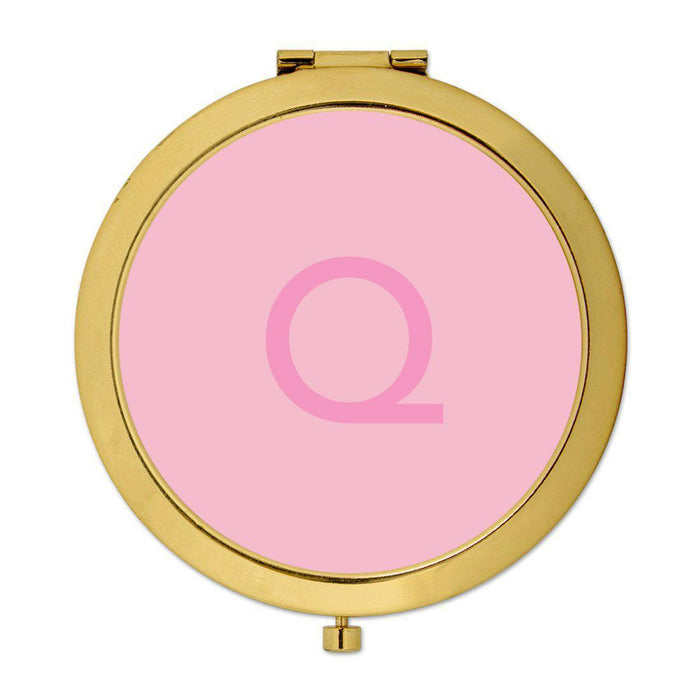 Andaz Press Modern Blush Pink Monogram Gold 2.75 inch Round Compact Mirror-Set of 1-Andaz Press-A-