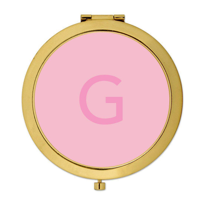 Andaz Press Modern Blush Pink Monogram Gold 2.75 inch Round Compact Mirror-Set of 1-Andaz Press-A-
