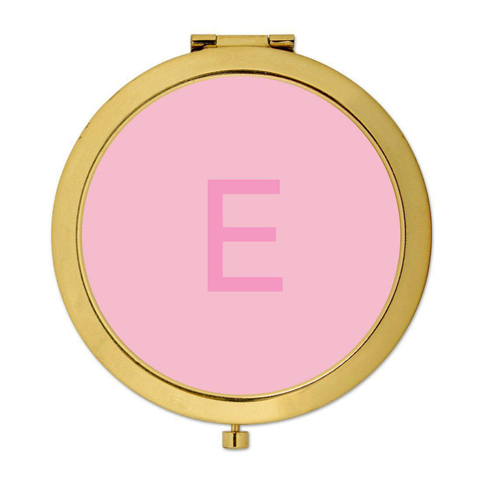 Andaz Press Modern Blush Pink Monogram Gold 2.75 inch Round Compact Mirror-Set of 1-Andaz Press-E-