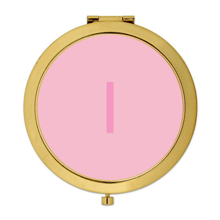 Andaz Press Modern Blush Pink Monogram Gold 2.75 inch Round Compact Mirror-Set of 1-Andaz Press-I-