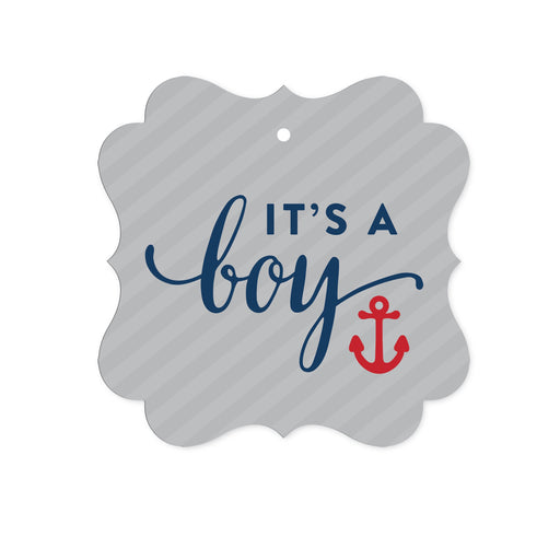 Andaz Press Nautical Baby Shower Fancy Frame Gift Tags-Set of 24-Andaz Press-It's A Boy-