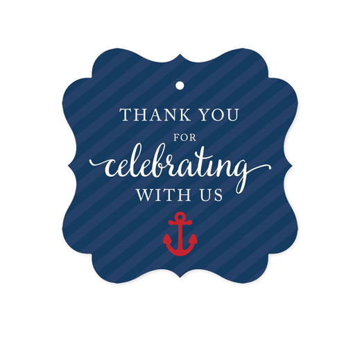 Andaz Press Nautical Baby Shower Fancy Frame Gift Tags-Set of 24-Andaz Press-Thank You For Celebrating With Us!-