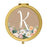 Andaz Press Peach Flower Florals on Kraft Brown Monogram Gold Compact Mirror-Set of 1-Andaz Press-A-