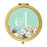 Andaz Press Peach Flower Florals on Mint Green Monogram Gold Compact Mirror-Set of 1-Andaz Press-A-