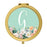 Andaz Press Peach Flower Florals on Mint Green Monogram Gold Compact Mirror-Set of 1-Andaz Press-G-