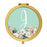 Andaz Press Peach Flower Florals on Mint Green Monogram Gold Compact Mirror-Set of 1-Andaz Press-J-