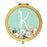 Andaz Press Peach Flower Florals on Mint Green Monogram Gold Compact Mirror-Set of 1-Andaz Press-K-