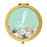 Andaz Press Peach Flower Florals on Mint Green Monogram Gold Compact Mirror-Set of 1-Andaz Press-L-