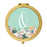 Andaz Press Peach Flower Florals on Mint Green Monogram Gold Compact Mirror-Set of 1-Andaz Press-O-