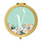 Andaz Press Peach Flower Florals on Mint Green Monogram Gold Compact Mirror-Set of 1-Andaz Press-V-