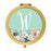 Andaz Press Peach Flower Florals on Mint Green Monogram Gold Compact Mirror-Set of 1-Andaz Press-W-