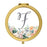 Andaz Press Peach Flower Florals on White Monogram Gold Compact Mirror-Set of 1-Andaz Press-F-