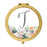 Andaz Press Peach Flower Florals on White Monogram Gold Compact Mirror-Set of 1-Andaz Press-T-