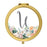 Andaz Press Peach Flower Florals on White Monogram Gold Compact Mirror-Set of 1-Andaz Press-U-
