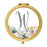 Andaz Press Peach Flower Florals on White Monogram Gold Compact Mirror-Set of 1-Andaz Press-W-
