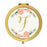 Andaz Press Peach Pink Florals with Faux Gold Glitter Monogram Gold Compact Mirror-Set of 1-Andaz Press-F-