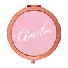 Andaz Press Personalized Blush Pink Monogram Rose Gold Compact Mirror, Bridesmaid Custom-Set of 1-Andaz Press-