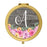 Andaz Press Pink Floral Flowers on Rustic Gray Wood Monogram Gold Compact Mirror-Set of 1-Andaz Press-A-