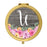Andaz Press Pink Floral Flowers on Rustic Gray Wood Monogram Gold Compact Mirror-Set of 1-Andaz Press-U-